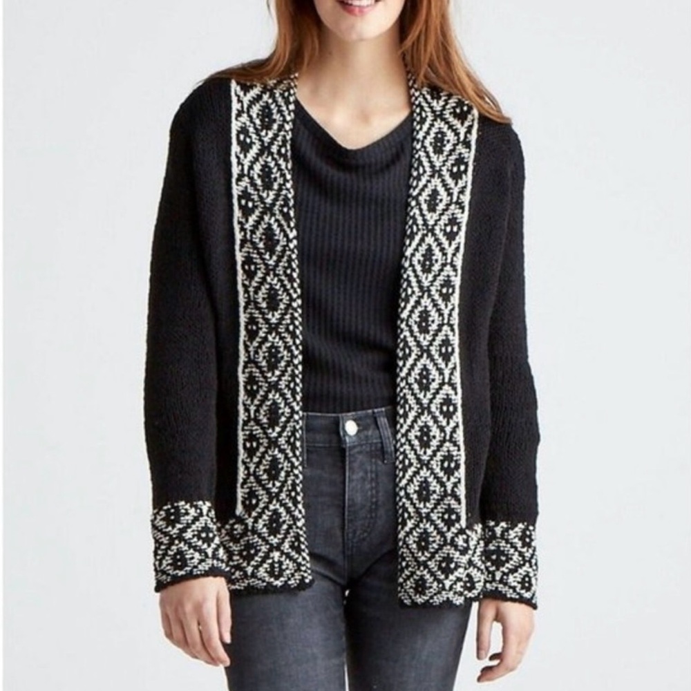 Lucky Brand Novelty Stitch Cotton Blend Cardigan